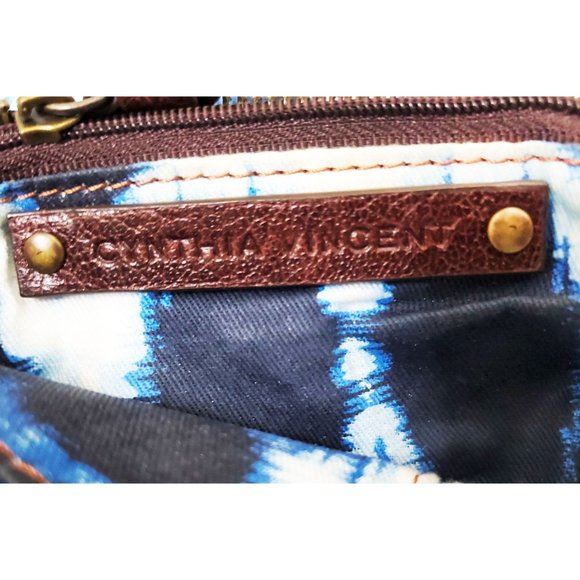 Cynthia Vincent Womens Brown Leather Mini Crossbody Bag Purse - Picture 6 of 10
